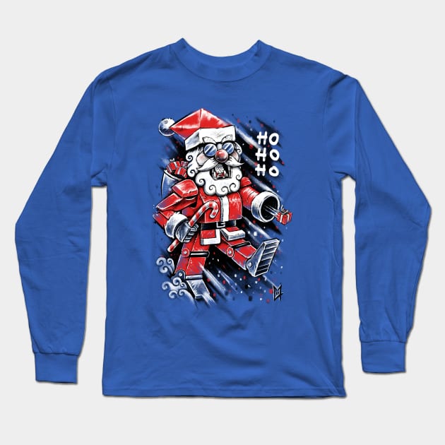 Robot Santa Claus Long Sleeve T-Shirt by c0y0te7